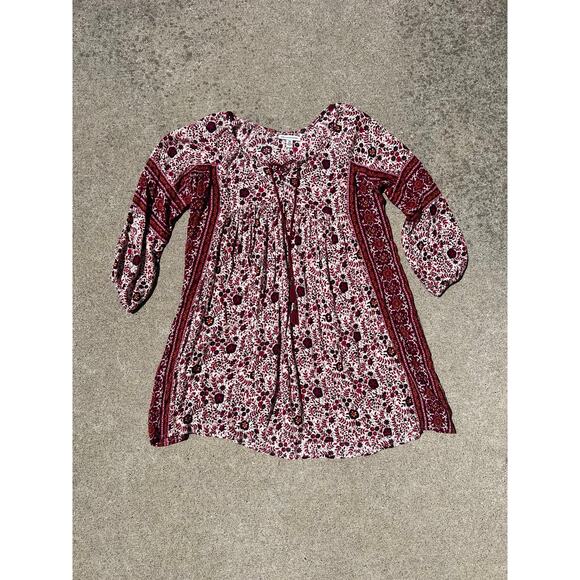 American Eagle Dress Women Size XXS Multicolor Boho Floral Maroon Rope Tassels - Picture 1 of 6